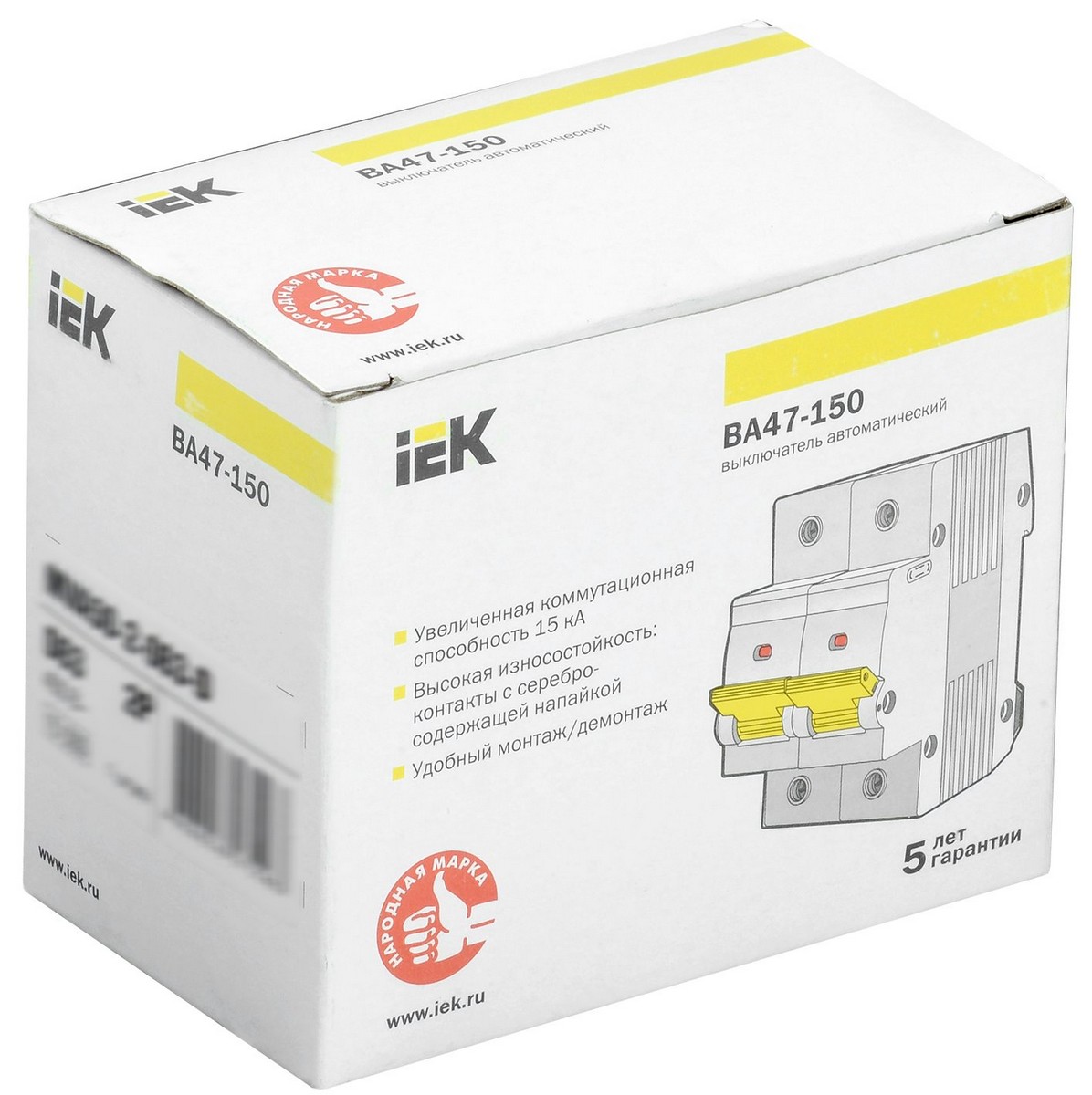 2 полюсные (двухполюсные) Автоматический выключатель IEK KARAT ВА47-150 2Р 100А 15кА х-ка D MVA50-2-100-D 