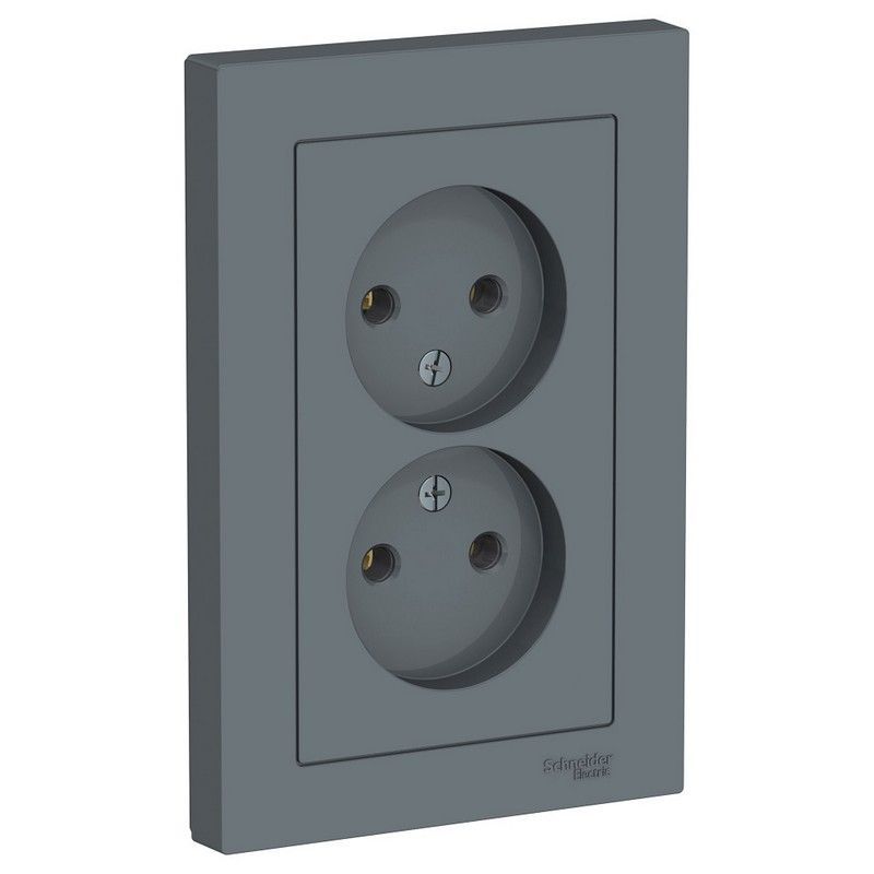 AtlasDesign Грифель Розетка Systeme Electric AtlasDesign Грифель б/з двойная, 16А, в сборе ATN000720