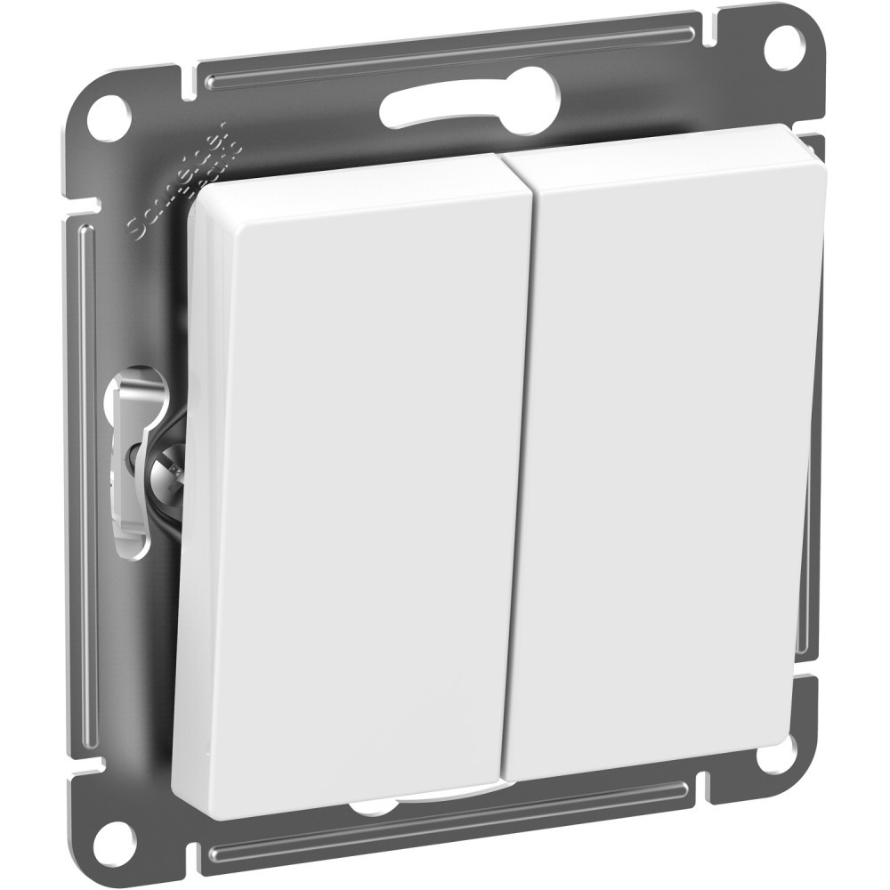AtlasDesign Белый Выключатель Systeme Electric AtlasDesign Aqua Белый 2-клавишный IP44 10АХ механизм ATN440151