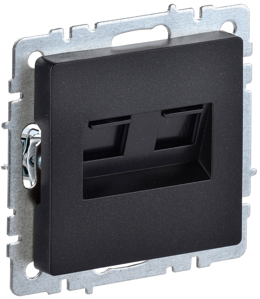 IEK Brite Черный Розетка IEK BRITE компьютерная двойная RJ45 кат.5E РК10-2-БрЧ черный BR-K20-1-K02