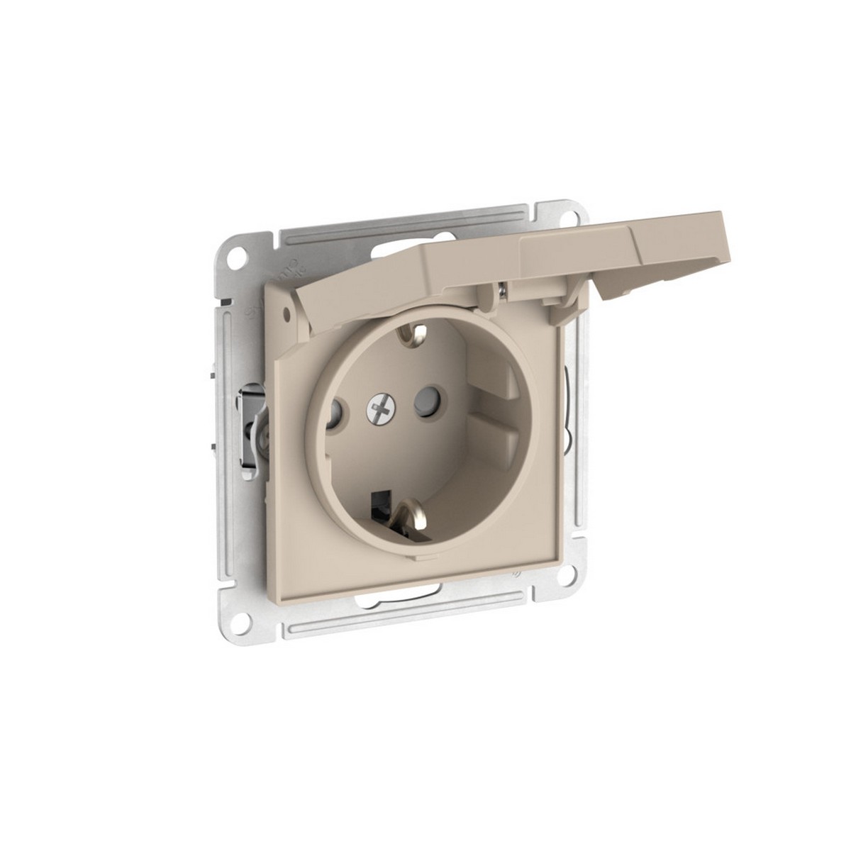 AtlasDesign Песочный Розетка SE AtlasDesign Песочный с заземл. со шторк. с крышкой IP20 быстрозажим. клем. ATN001246S