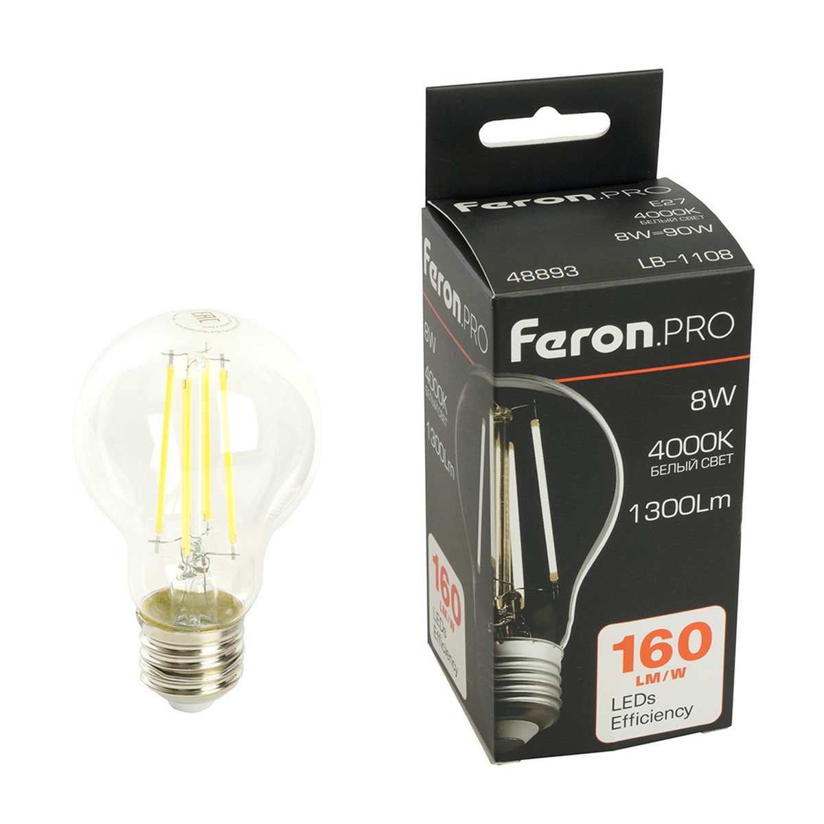 E27 Лампа светодиодная Feron.PRO LB-1108 Шар E27 8W 175-265V 4000K 48893