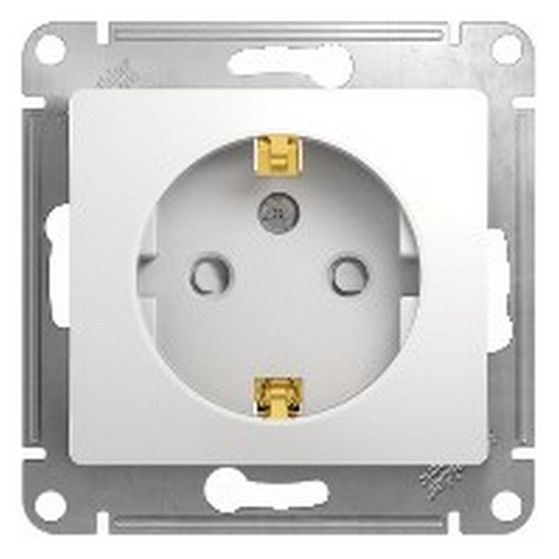 Glossa Белый Розетка Systeme Electric Glossa Белый с заземлением со шторками GSL000145