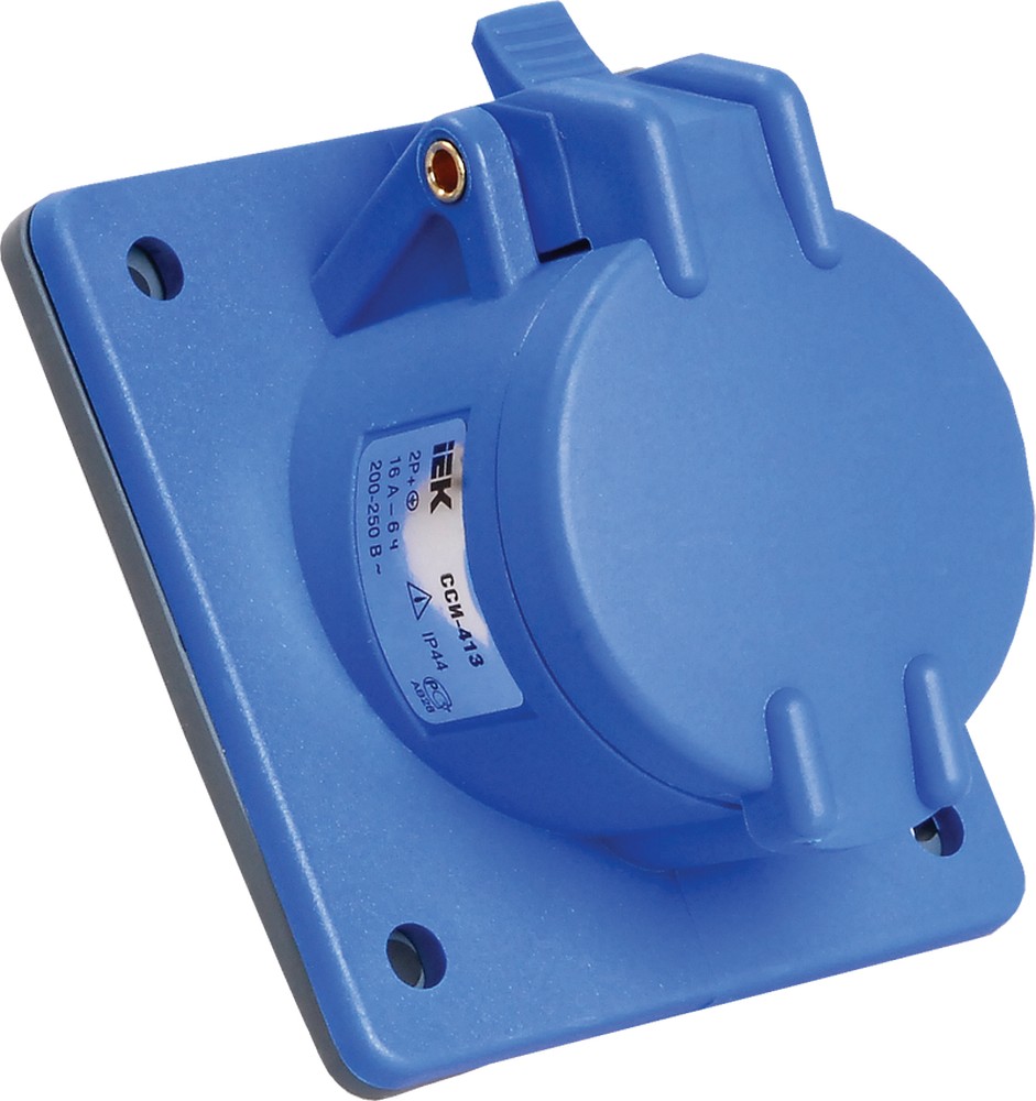 Силовые разъемы и вилки Розетка кабельная IEK встраиваемая ССИ-413 16А 2Р+PЕ IP44 MAGNUM PSN41-016-3