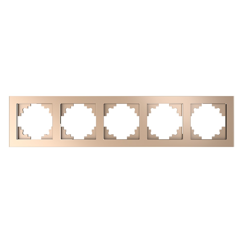 Катрин - Розетки и выключатели Stekker Рамка 5-местная стекло STEKKER GFR00-7005-02 серия Катрин шампань 39638
