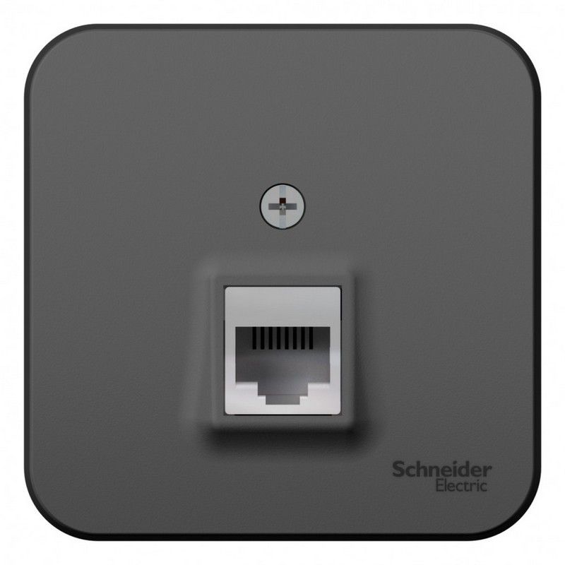 Blanca антрацит розетки и выключатели Розетка SE Blanca компьютерная Антрацит наружный RJ45 кат.5E изолир. пластина BLNIA045006