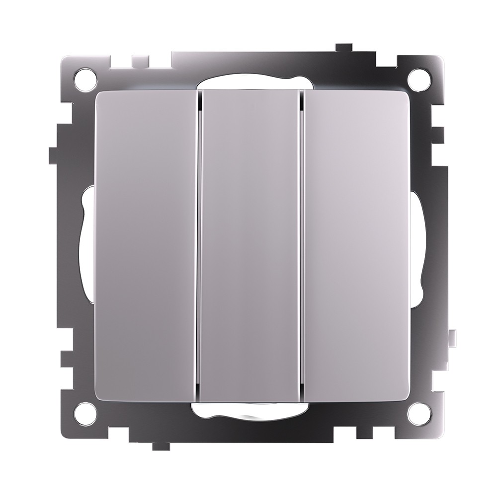 Катрин - Розетки и выключатели Stekker Выключатель 3-клавишный STEKKER GLS10-7108-03 250V 10А Катрин серебро 49173