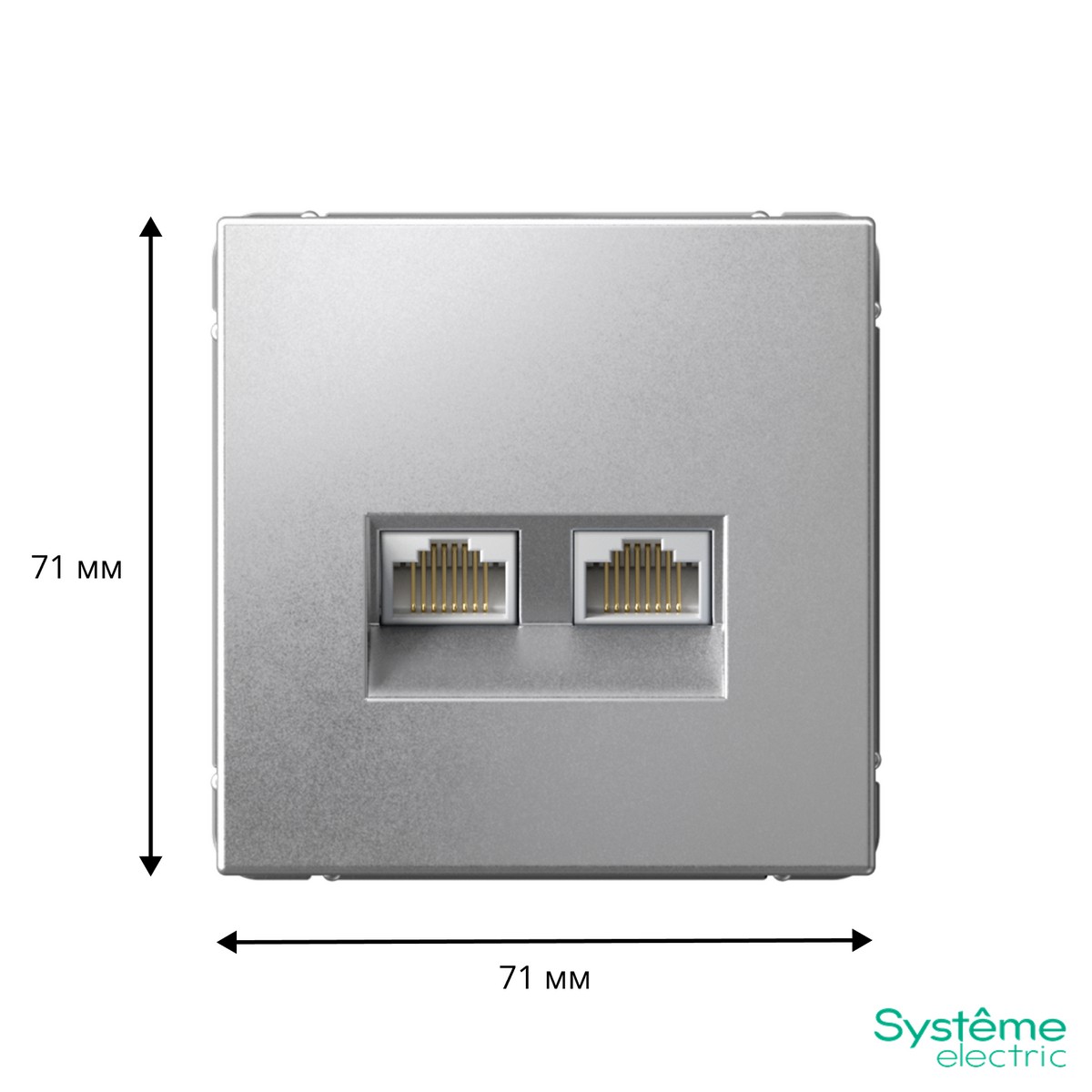 ArtGallery Алюминий Розетка компьютерная Systeme Electric ArtGallery Алюминий двойная RJ45+RJ45, кат. 5е,