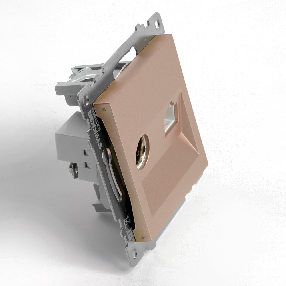 Катрин - Розетки и выключатели Stekker Розетка TV + компьютерная RJ-45 STEKKER GLS00-7106-02 Катрин шампань 49184
