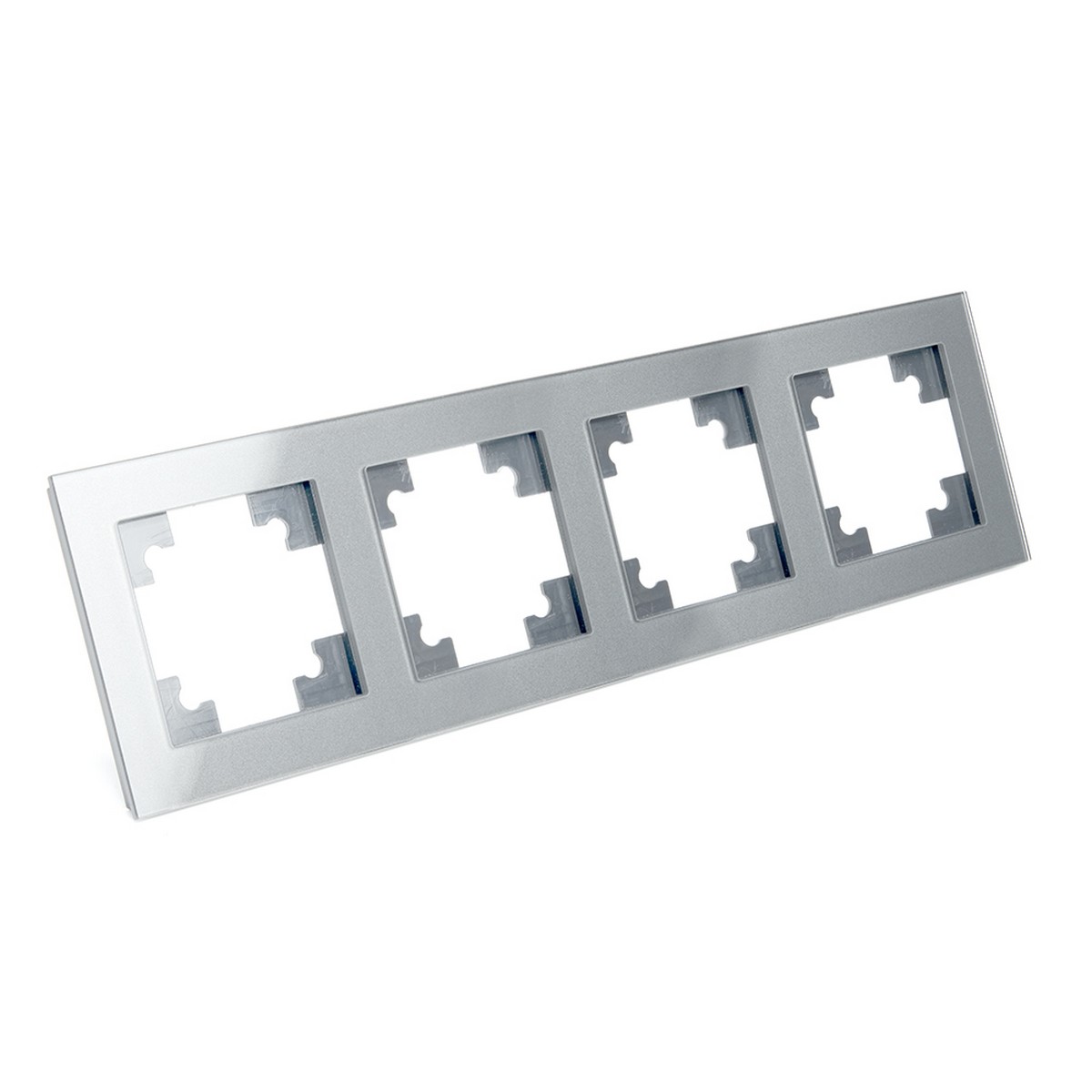 Катрин - Розетки и выключатели Stekker Рамка 4-местная стекло STEKKER GFR00-7004-03 серия Катрин серебро 39534