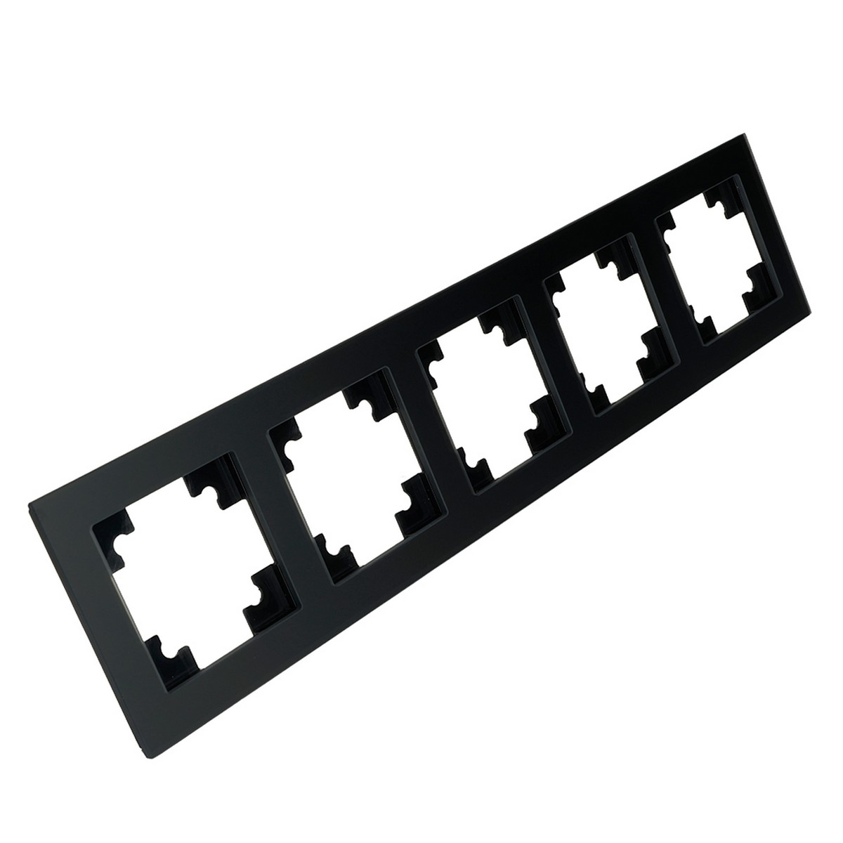 Катрин - Розетки и выключатели Stekker Рамка STEKKER 5-местная Катрин стекло черный матовый GFR00-7005-05М 49604