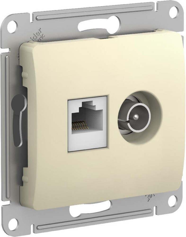 Glossa Бежевый Розетка двойная Systeme Electric Glossa Бежевый TV + компьютерная RJ45, кат. 5Е GSL000289