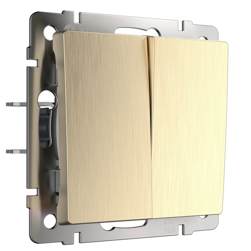 Werkel Шампань рифленный механизмы Выключатель Werkel двухклавишный   (шампань рифленый) W1120010