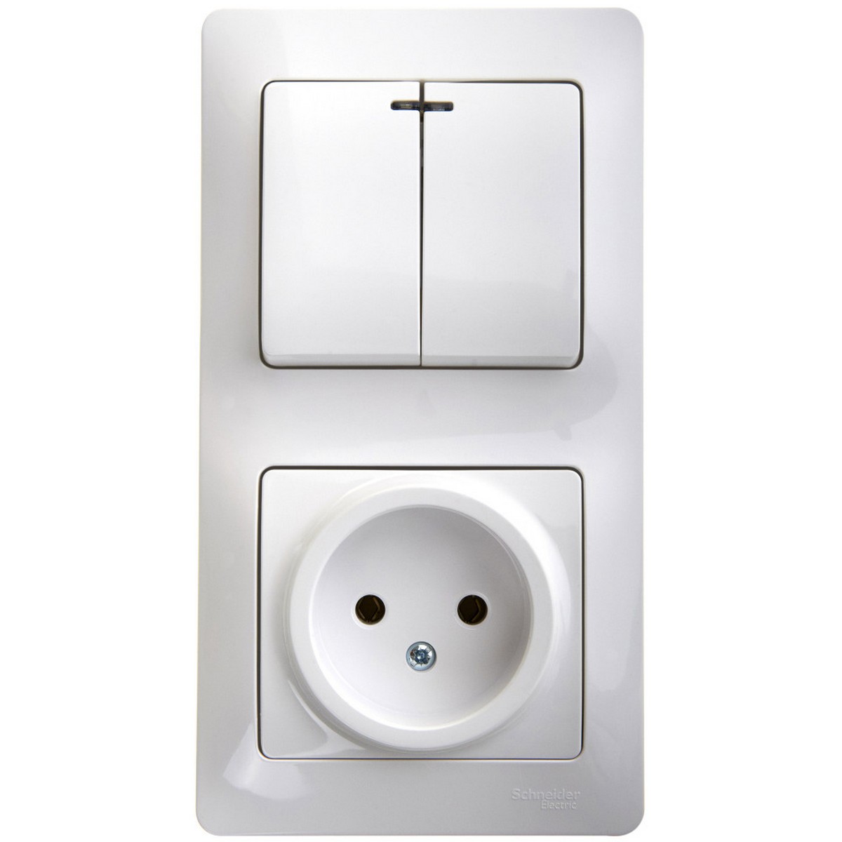 Glossa Белый Блок:Glossa Белый розетка и 2-кл. выключатель с подсветкой GSL000173