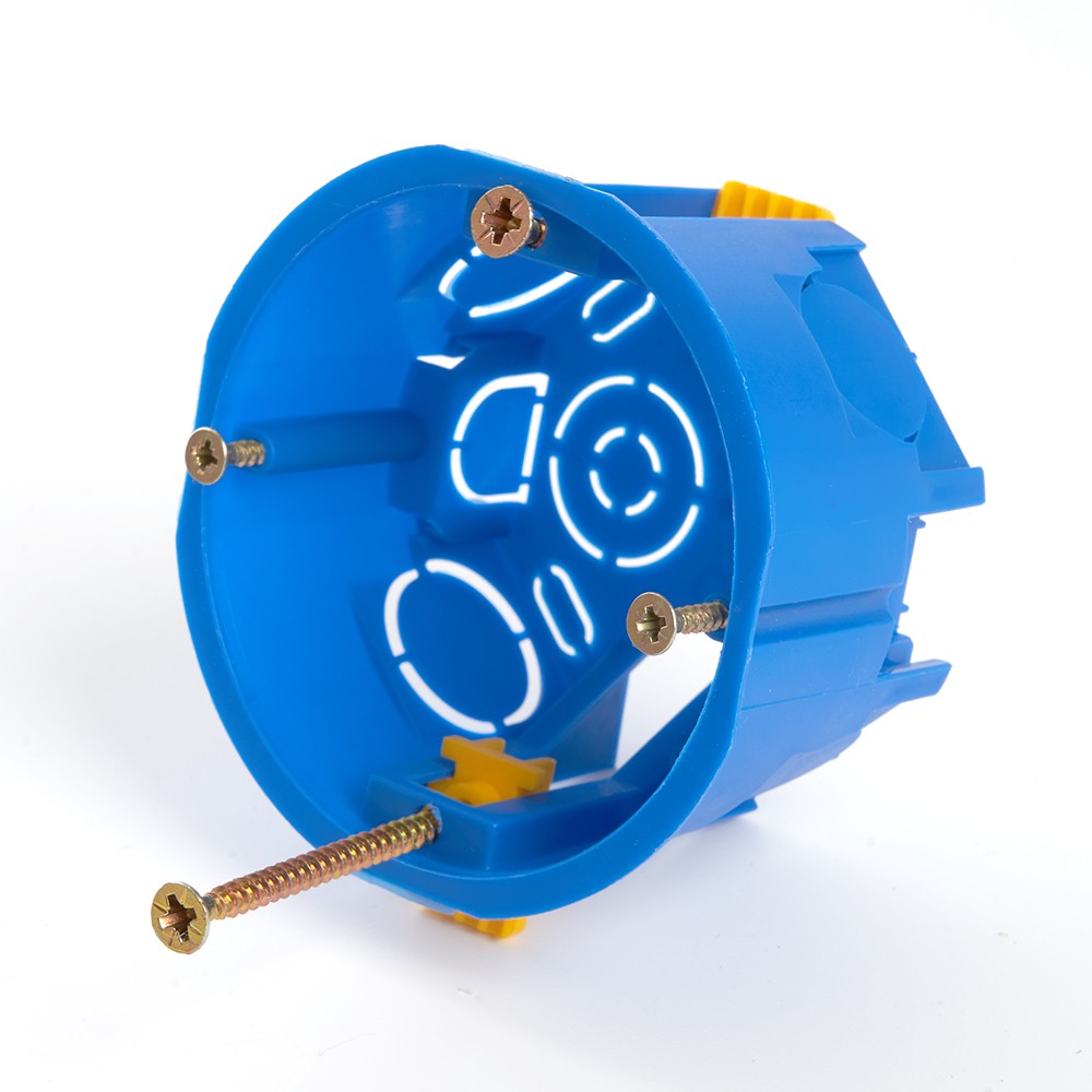 Подрозетник STEKKER EBX20-02-2 68*45мм с лапками для полых стен, синий (без инд. стикера) 39351