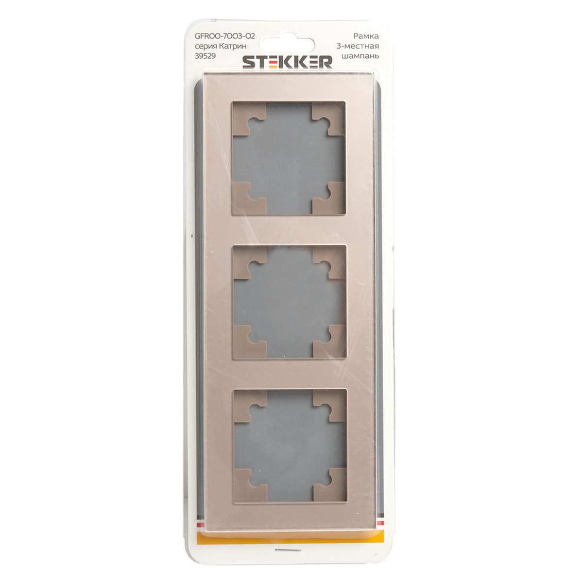 Катрин - Розетки и выключатели Stekker Рамка 3-местная стекло STEKKER GFR00-7003-02 серия Катрин шампань 39529