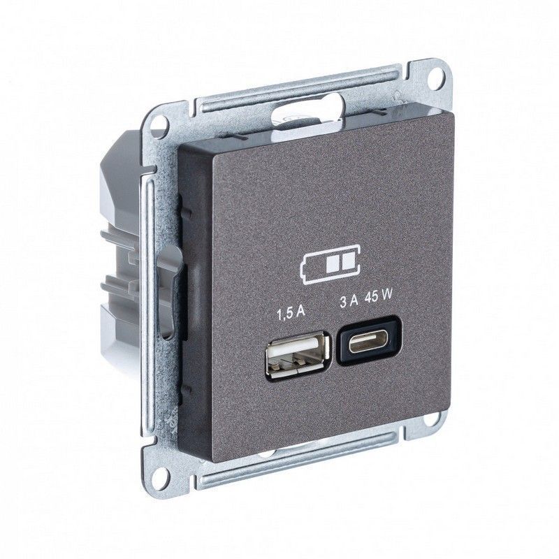 AtlasDesign Мокко Розетка USB Systeme Electric AtlasDesign Мокко A + тип-C 45W высокоскор.заряд. QC PD мех. ATN000629