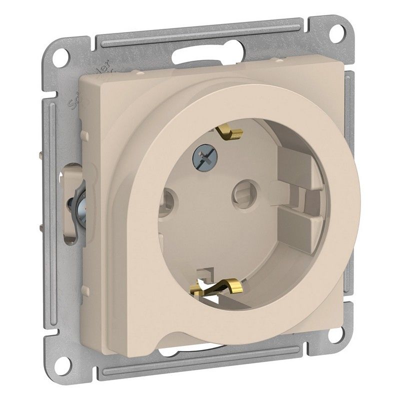 AtlasDesign Бежевый Розетка Systeme Electric AtlasDesign бежевый с/з со шторками с выталк., 16А, ATN000247