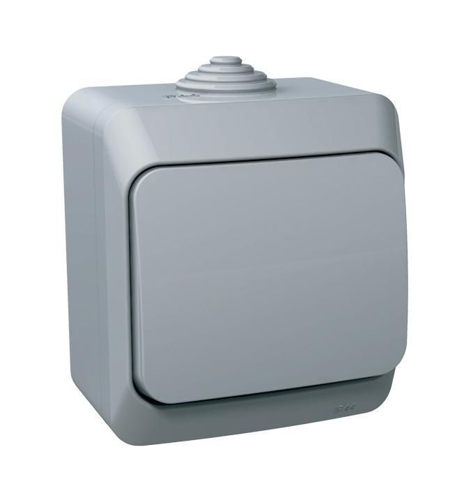 Этюд Серый Выключатель 1-клавишный Systeme Electric Этюд наружный Серый IP44 BA10-041C