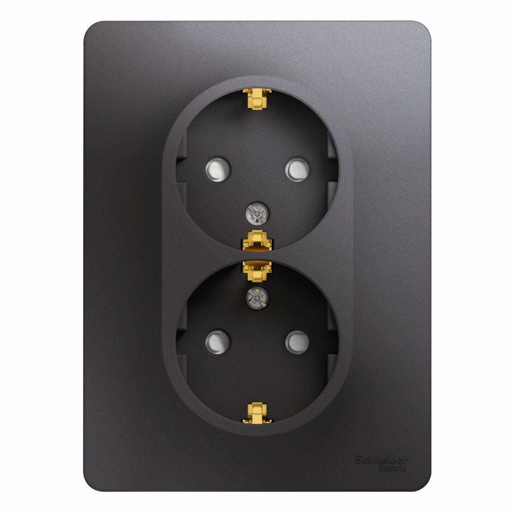 Glossa Графит Розетка Systeme Electric Glossa Графит 2-ая с-з со шторками (в сборе) GSL001326
