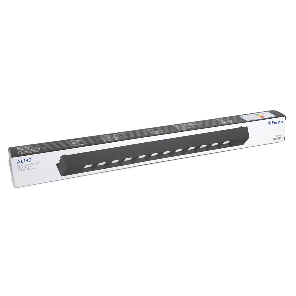 Трековые светодиодные светильники Светодиодный светильник Feron AL130 трековый однофазный 30W 4000K 60 град. черный 48374 