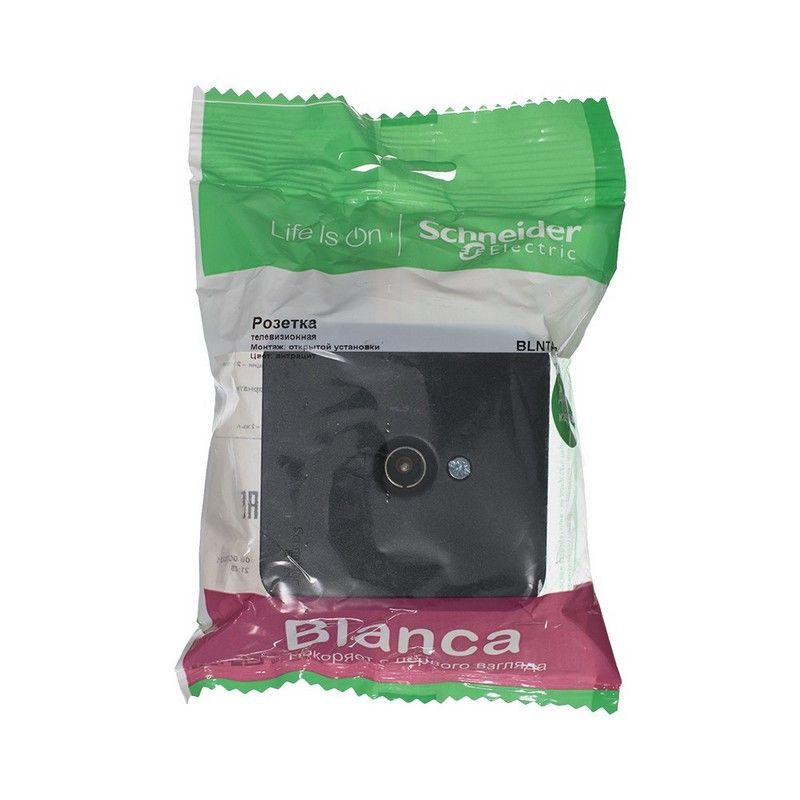 Blanca антрацит розетки и выключатели Розетка SE Blanca TV Антрацит наружный изолир. пластина BLNTA000016