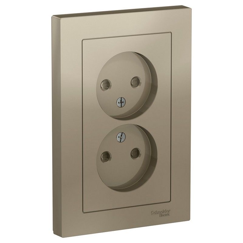 AtlasDesign Шампань Розетка Systeme Electric AtlasDesign Шампань б/з двойная, со шторками,16А, в сборе ATN000522