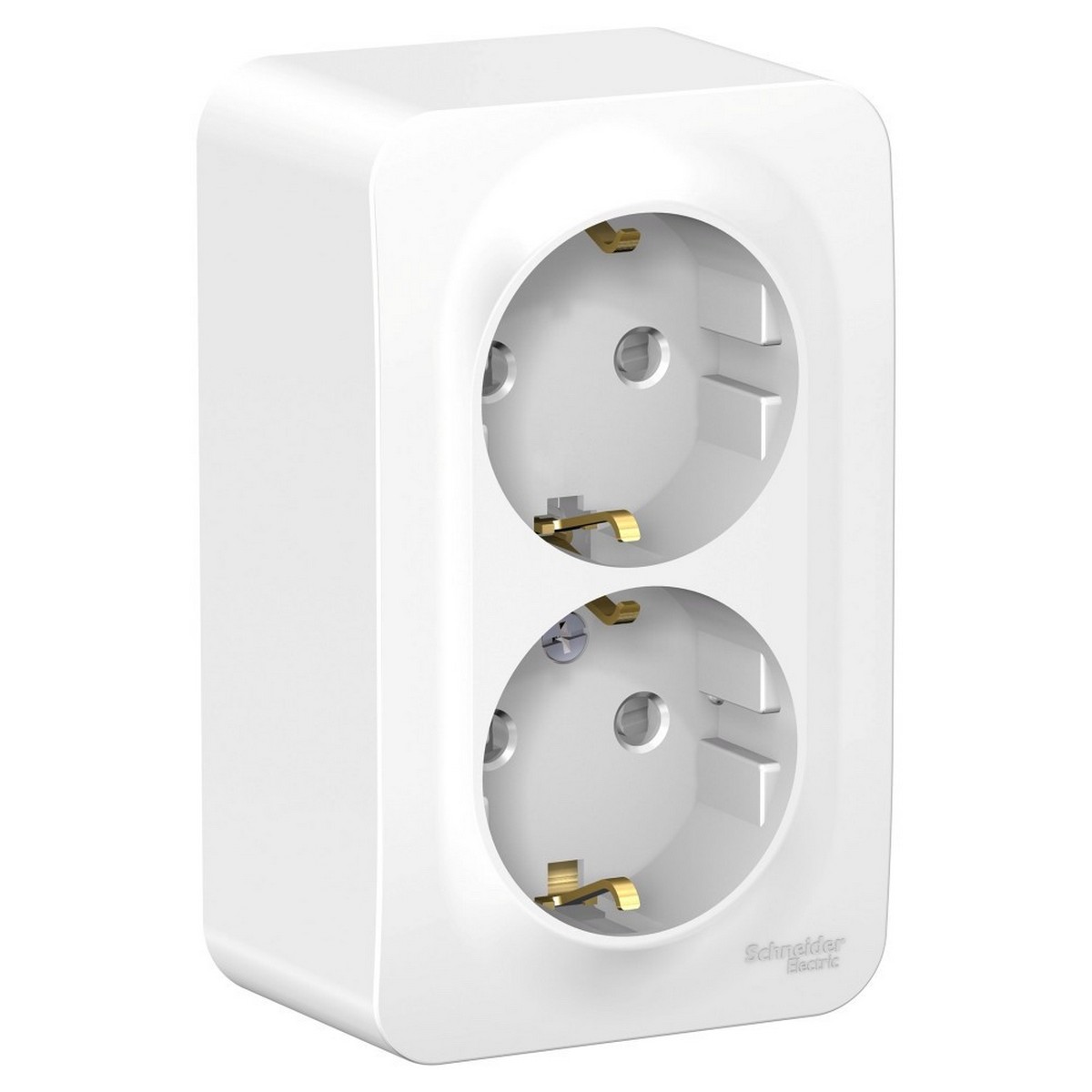 Blanca белые розетки и выключатели Розетка SE Blanca 2-ая Белый наружный с/з со шторками изолир. пластина BLNRA011211