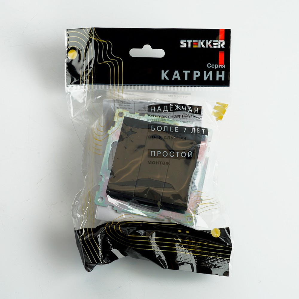 Катрин - Розетки и выключатели Stekker Выключатель 3-клавишный STEKKER GLS10-7108-05 250V 10А Катрин черный 49172