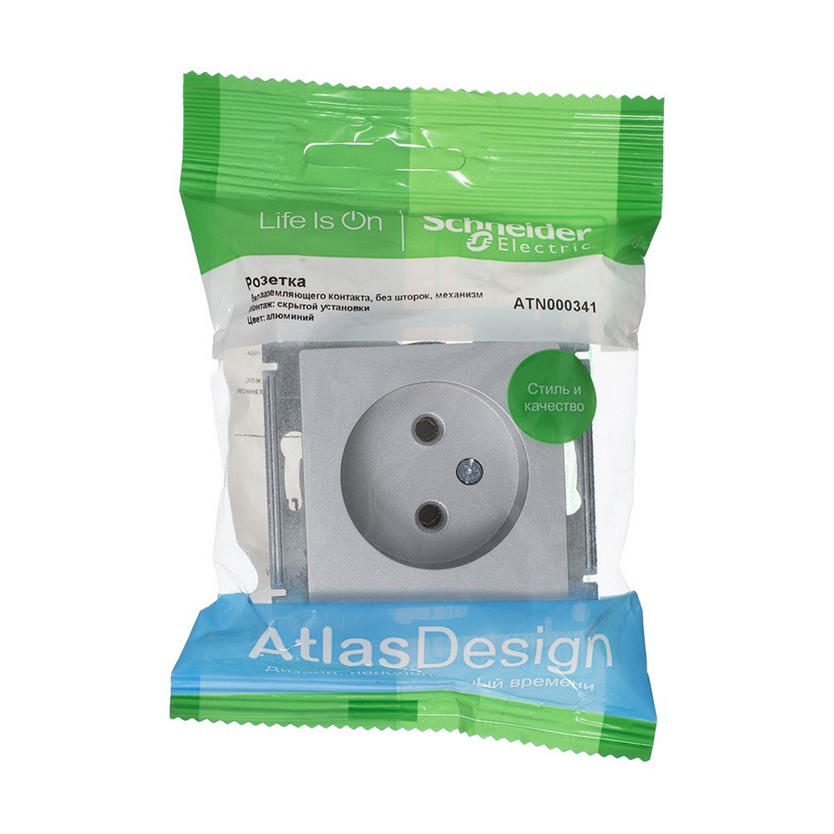 AtlasDesign Алюминий Розетка Systeme Electric AtlasDesign Алюминий б/з, 16А, ATN000341