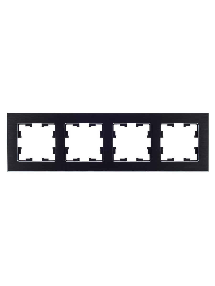 IEK Brite Рамки Рамка IEK BRITE 4-местная РУ-4-1-БрЧ металл черный BR-M42-M-K02