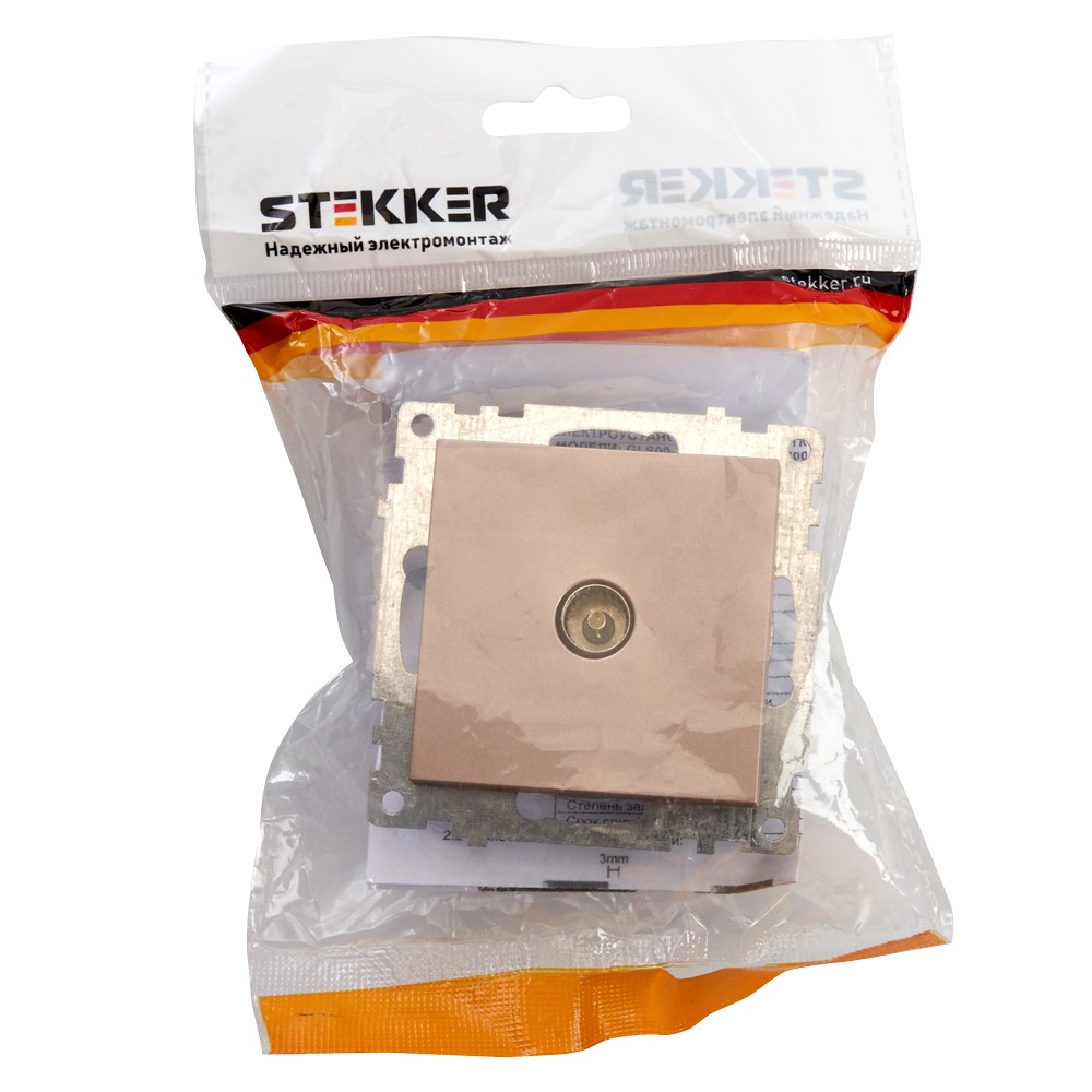 Катрин - Розетки и выключатели Stekker Розетка телевизионная 1-местная STEKKER GLS00-7108-02 75 Ом 5-862МГц Катрин шампань 39600