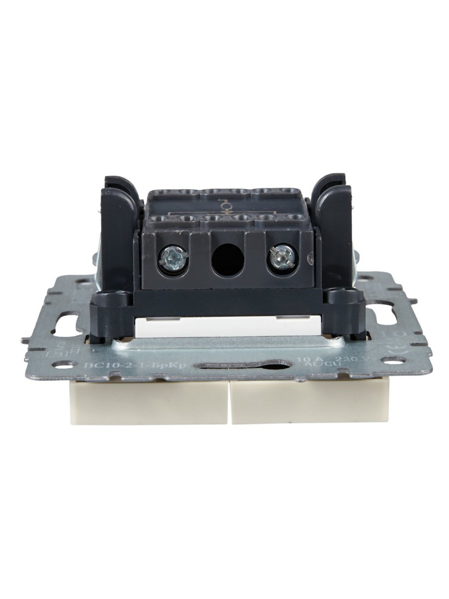 IEK Brite Бежевый Выключатель IEK BRITE 2-клавишный с индикацией 10А ВС10-2-1-БрКр бежевый BR-V20-1-10-K10