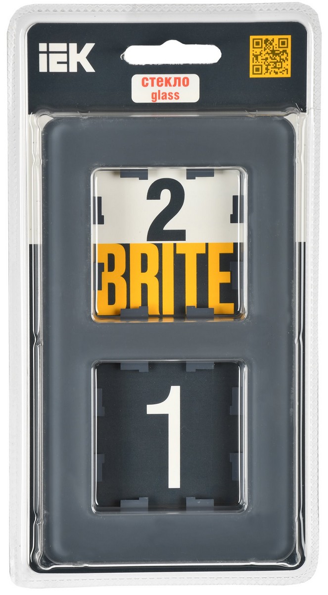 IEK Brite Рамки Рамка IEK BRITE DECOR Графит матовый стекло скругл.угол 2-м РУ-2-2-Бр RE BR-M22-G-41-K53