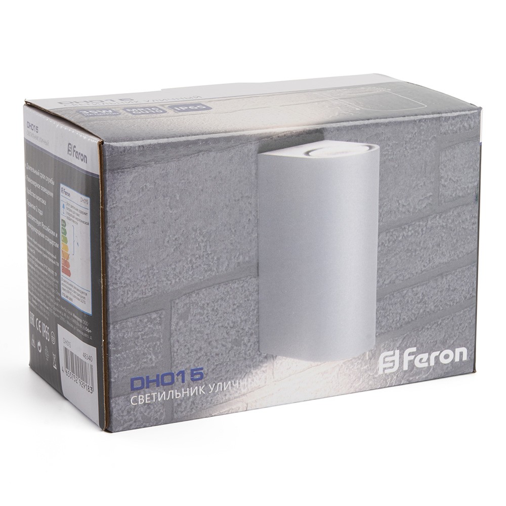 Уличные настенные светильники Светильник садово-парковый Feron DH015 на стену 2*GU10 230V серый 48340 