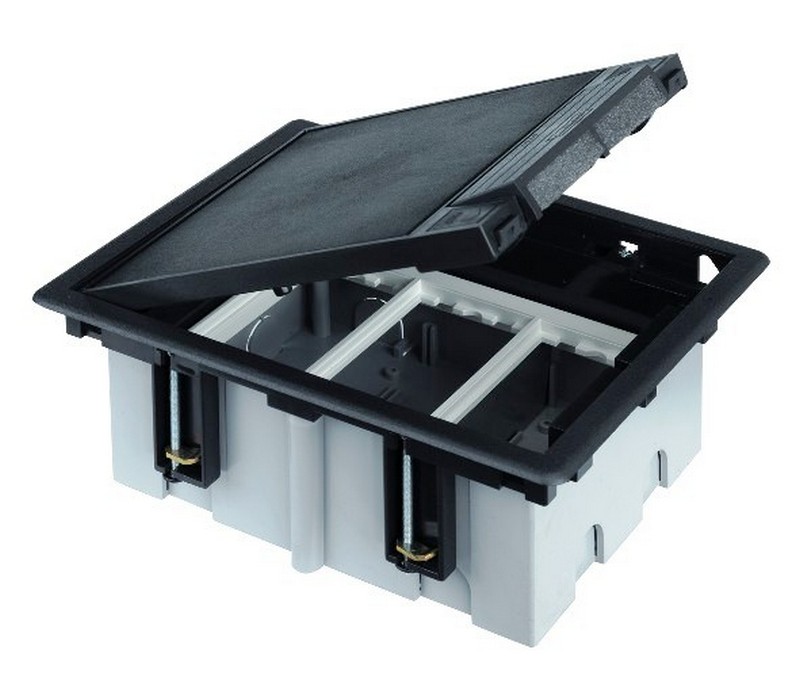 Лючки в пол для розеток Люк Simon Connect Графит на 3 S модуля глубина 90 мм SF310-14