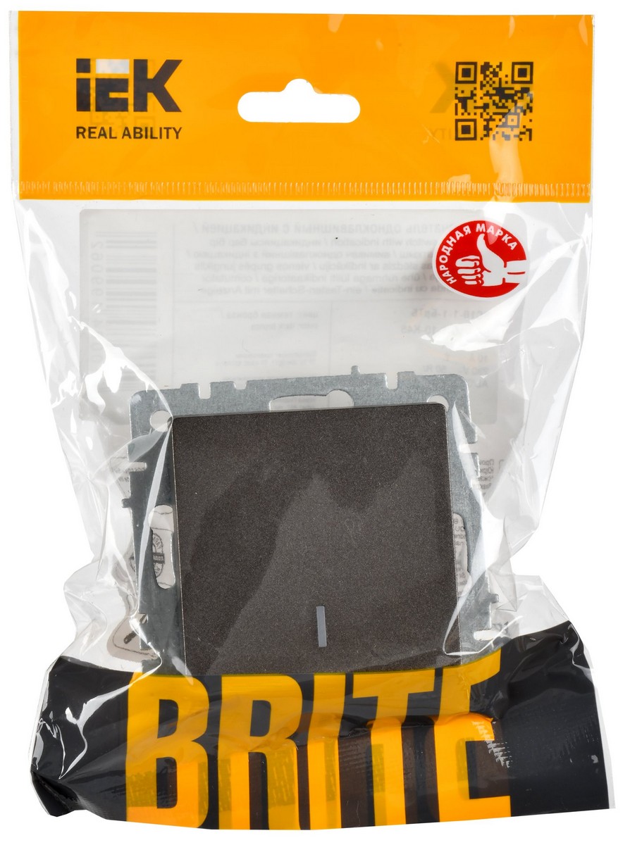 IEK Brite Бронза Выключатель IEK BRITE 1-клавишный с индикацией 10А ВС10-1-1-БрТБ темная бронза BR-V10-1-10-K45