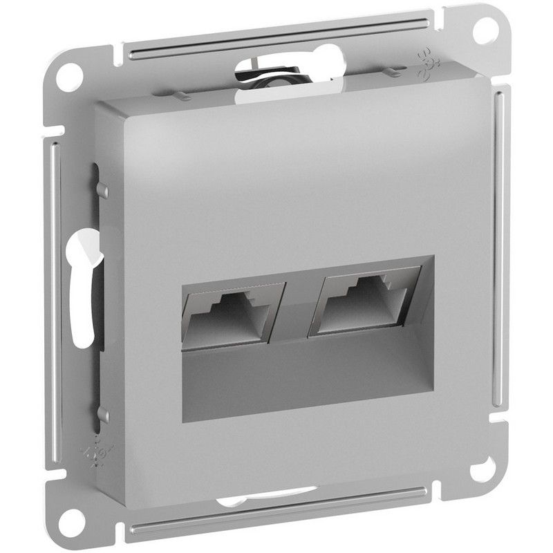 AtlasDesign Алюминий Розетка компьютерная Systeme Electric AtlasDesign АлюминийРозетка RJ45+RJ45 кат.6А механизм ATN00038