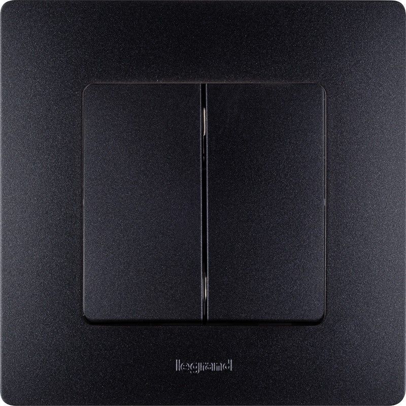Legrand Etika Антрацит Выключатель Legrand Etika антрацит 2-клавишный, авт.клеммы, 10 AX, 250 В 672602