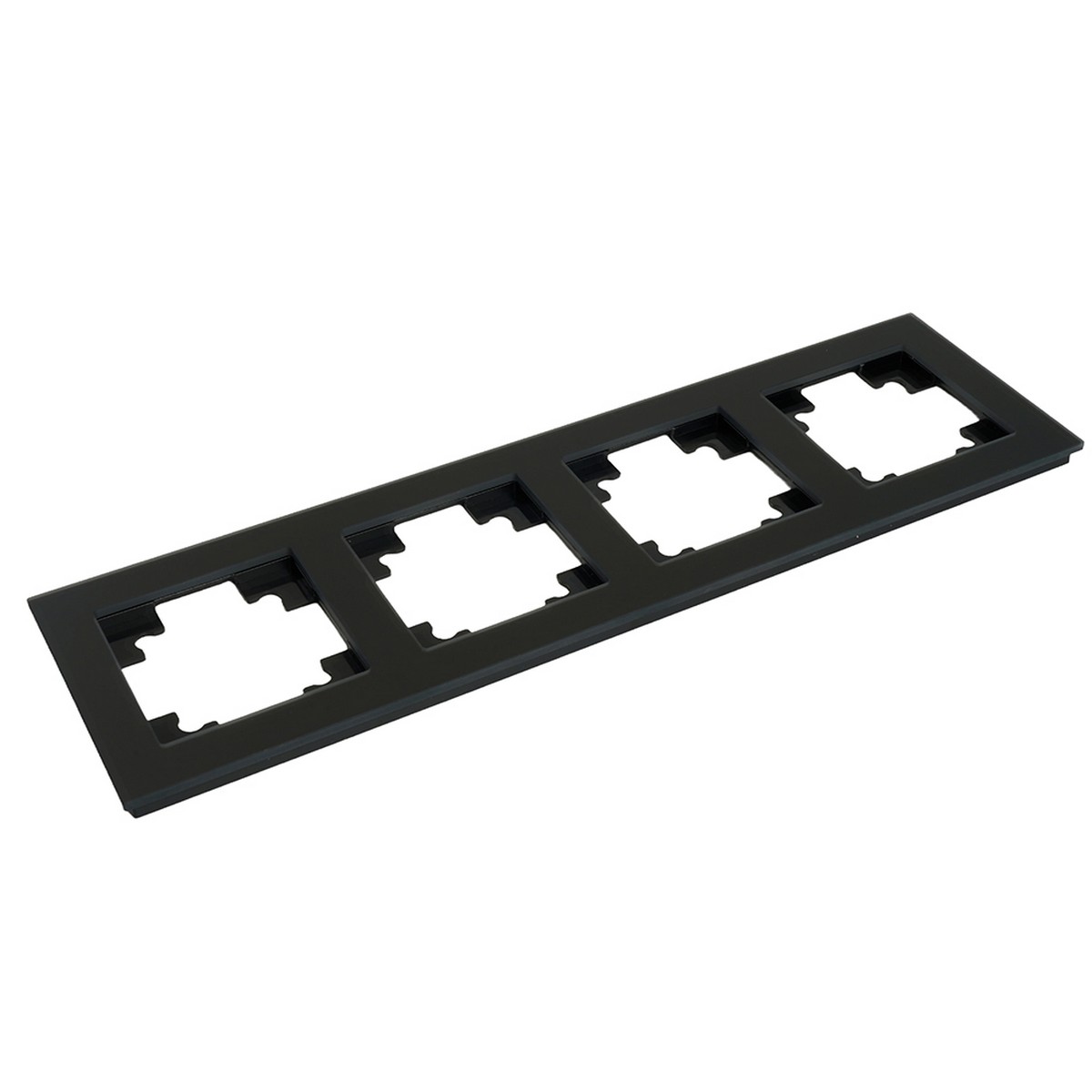 Катрин - Розетки и выключатели Stekker Рамка STEKKER 4-местная Катрин стекло черный матовый GFR00-7004-05М 49603