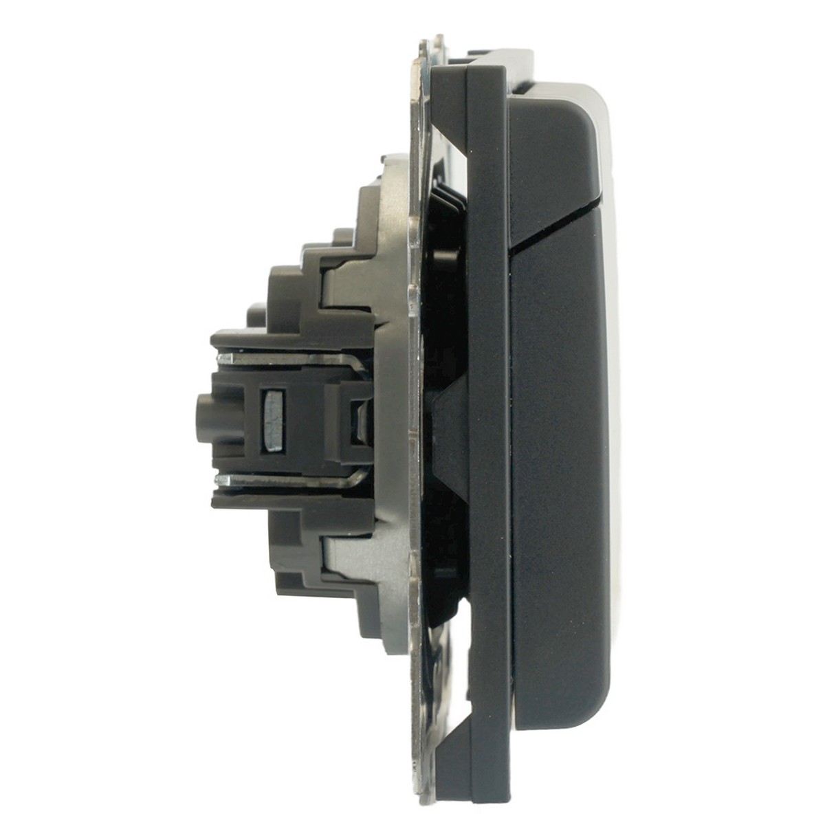 Эмили - Розетки и выключатели Stekker Розетка 1-ая с крышкой с защ. штор б/з STEKKER Эмили RST16-5113-05 черный уголь soft touch 49852