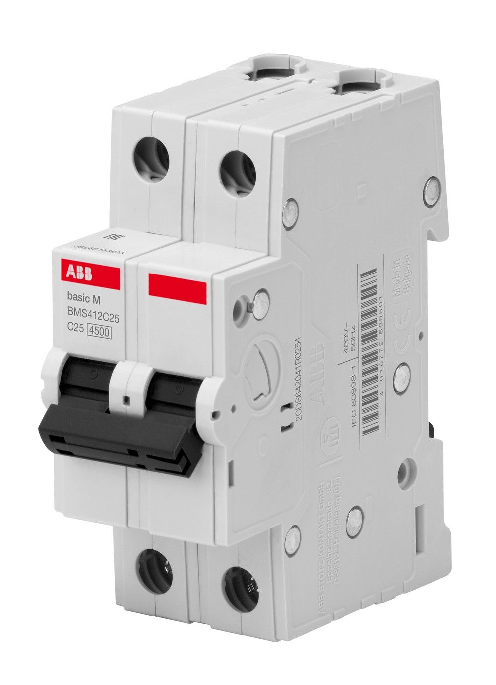 2 полюсные (двухполюсные) Автоматический выключатель ABB Basic M 2P 63A тип C 4,5 kA BMS412C63 
