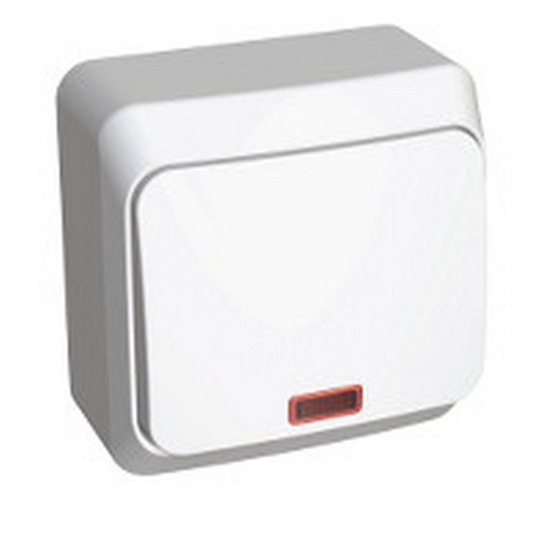 Этюд Белый Переключатель 1-клавишный Systeme Electric Этюд наружный Белый с подсветкой BA10-007B