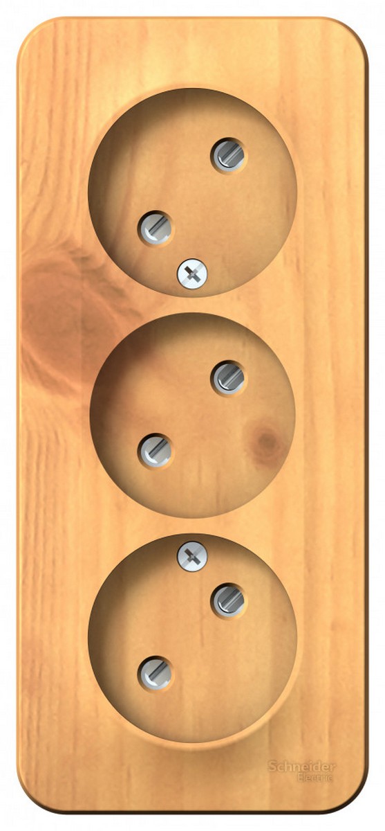 Blanca ясень розетки и выключатели Розетка SE Blanca 3-ая Ясень наружный б/з со шторками изолир. пластина BLNRA001315