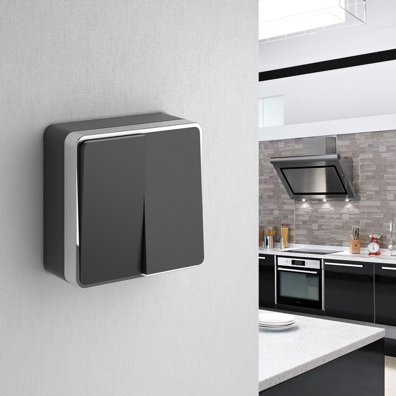 Werkel Gallant черный хром Выключатель Werkel двухклавишный Gallant (черный/хром) W5020035