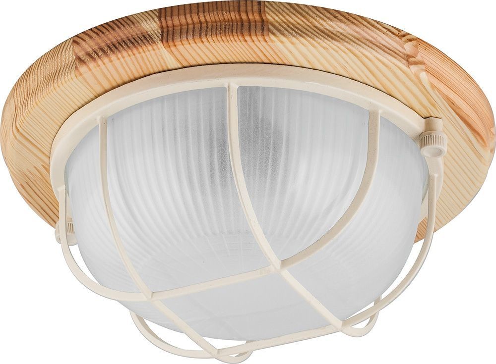 Светильники для сауны и бани Светильник накладной для сауны Feron НБО 03-60-012 деревянный клен круг с решеткой Е27 IP54 11570 