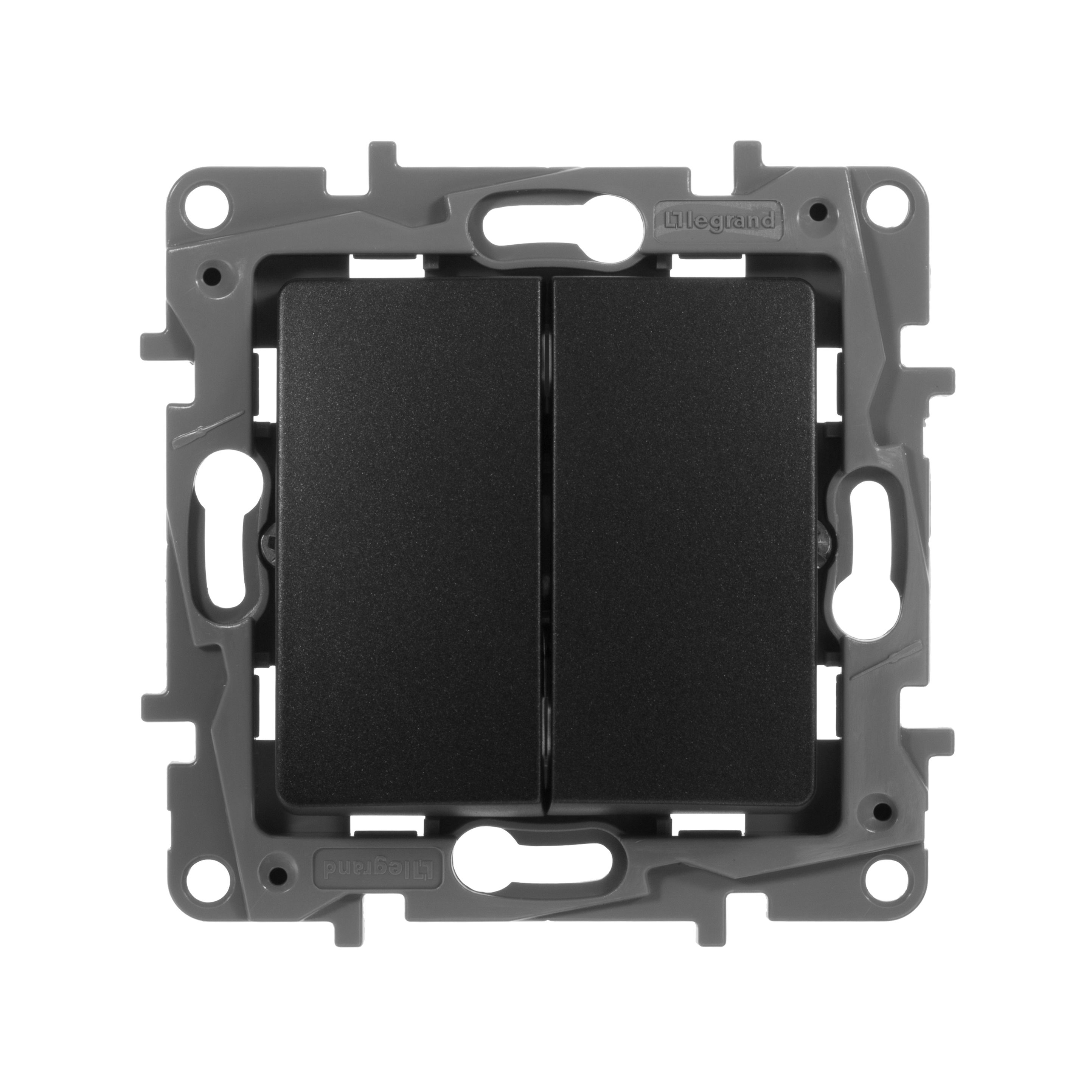 Legrand Etika Антрацит Выключатель Legrand Etika антрацит 2-клавишный, авт.клеммы, 10 AX, 250 В 672602