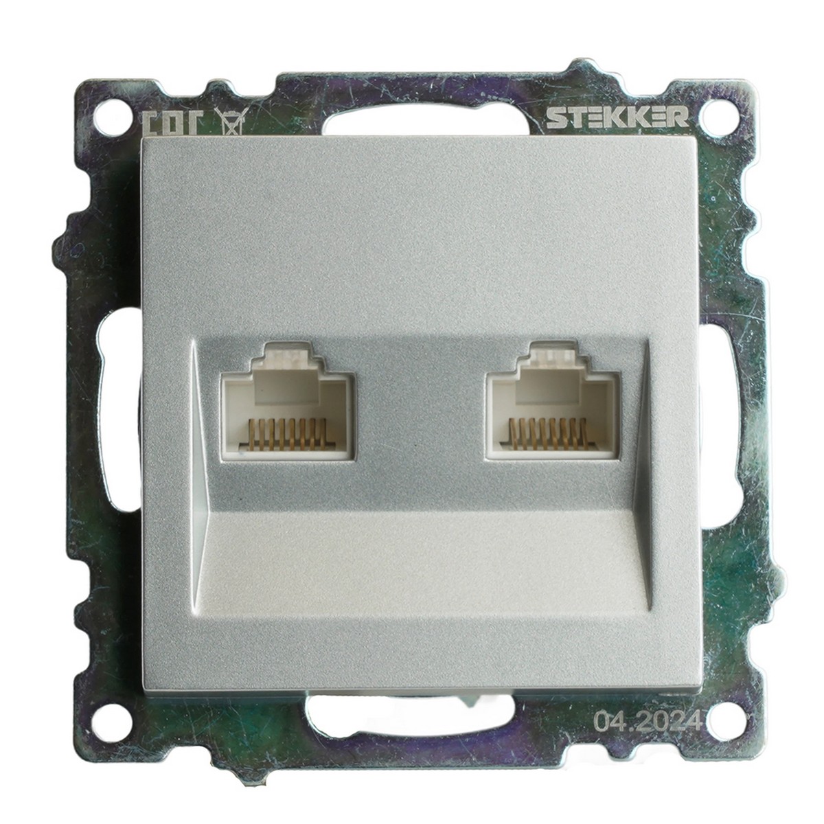 Катрин - Розетки и выключатели Stekker Розетка компьютерная 2-местная RJ-45 STEKKER GLS00-7109-03 Катрин серебро 50005