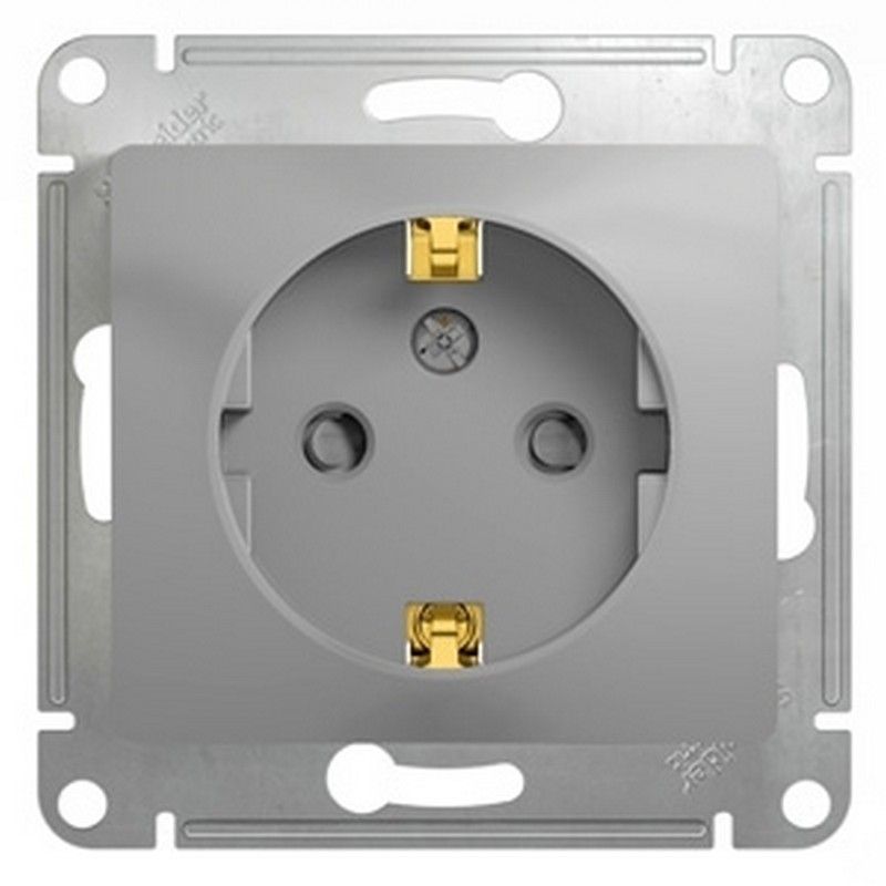 Glossa Алюминий Розетка Systeme Electric Glossa Алюминий с/з со шторками GSL000345