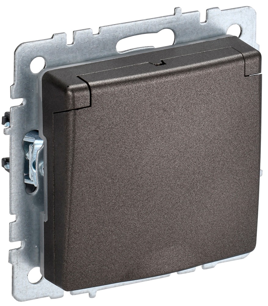 IEK Brite Бронза Розетка IEK BRITE с/з с шторками и крышкой 16А IP20 РСбш10-3-БрТБ темная бронза BR-R16-16-K45